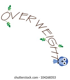 Over weight twig text isolated on white background