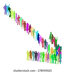 Over white Many People Illustration Silhouettes 