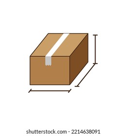 Overall dimensions of the box. Simple flat vector illustration on a white background.