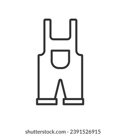 Overall icon line design. Worker, clothes, work wear, personal, uniform, pants, industrial, icon vector illustrations. Overall editable stroke icon.