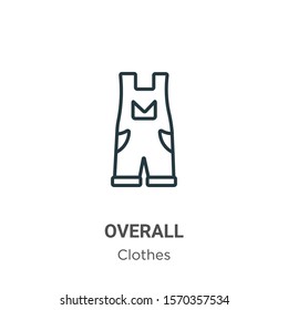 Overall outline vector icon. Thin line black overall icon, flat vector simple element illustration from editable clothes concept isolated on white background