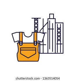 overall uniform construction with cityscape