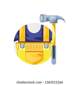 overall uniform construction in frame circular with hammer
