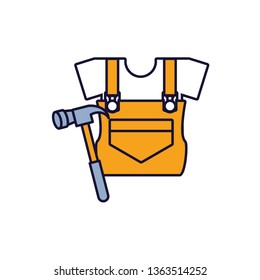 overall uniform construction with hammer
