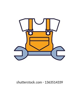 overall uniform construction with wrench