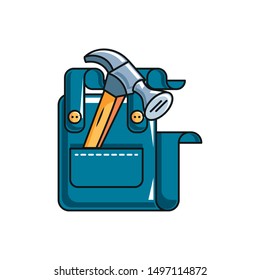 overall uniform with hammer tools isolated icon