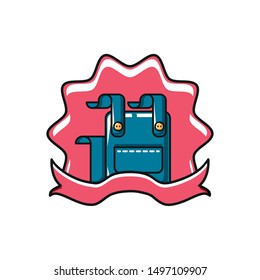 overall uniform in seal stamp with ribbon