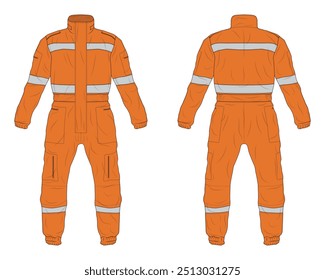 Overall work safety clothing mockup. Vector illustration