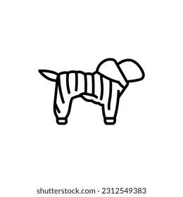 Overalls for a dog black line icon. Pictogram for web page, mobile app, promo.