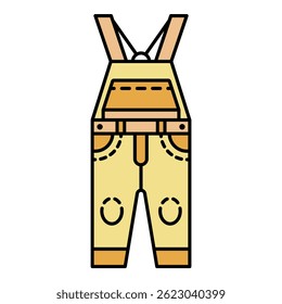 Overalls icon. Outline overalls vector icon color flat isolated on white
