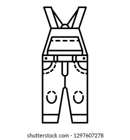 Overalls icon. Outline overalls vector icon for web design isolated on white background