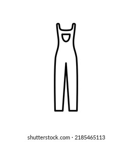 Overalls Vector Icon Outline Black Simple. EPS 10. Womens Cloth Illustration.... Flat Outline Sign.. Shop Online Concept. Females Item Of Clothing.... Apparel Store Symbol. Isolated On White