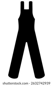 Overalls working. Black silhouette. Work clothes with pockets for gardening. Vector illustration. Isolated white background. Idea for web design.
