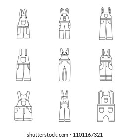 Overalls workwear icons set. Simple illustration of 9 overalls workwear vector icons for web