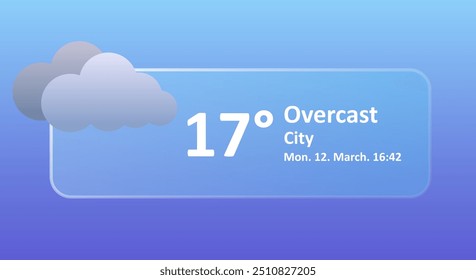 Pronóstico del Clima a 17 grados Celsius nublado, ubicación de la ciudad, fecha. Ventoso, nublado, velocidad del viento, nublado, aire, precipitación, temperatura, presión atmosférica, Fahrenheit, índice UV. Morfismo vítreo