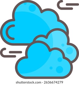 Overcast Clouds Filled Style Icon Design