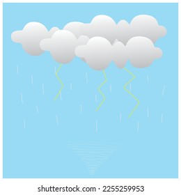 overcast clouds, thunderstorms, and tornadoes illustration vector