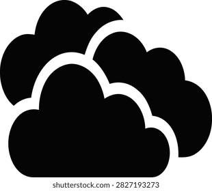 Overcast clouds weather forecast overcast sky silhouette icon vector illustration isolated on white background