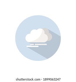 Overcast. Flat icon on a circle. Weather vector illustration