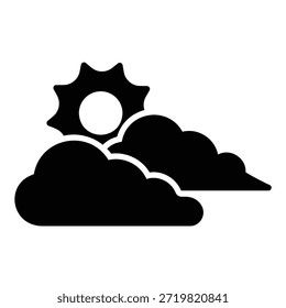 Ícone nublado com nuvens e sol entre