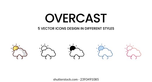 Overcast Icon Design in Five style with Editable Stroke. Line, Solid, Flat Line, Duo Tone Color, and Color Gradient Line. Suitable for Web Page, Mobile App, UI, UX and GUI design.