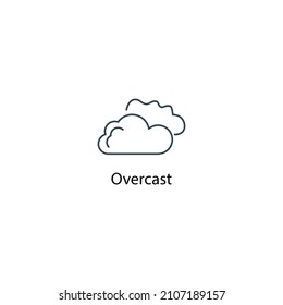 Overcast icon thin line stock illustration . Weather forecast line icon, isolated on white background, weather stroked symbol. 