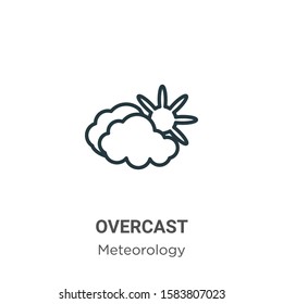 Overcast outline vector icon. Thin line black overcast icon, flat vector simple element illustration from editable meteorology concept isolated on white background