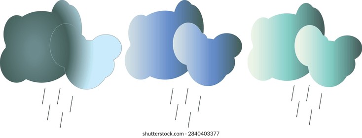 overcast rainy cloud elements with soft color gradient.