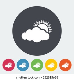 Overcast. Single flat icon on the circle. Vector illustration.