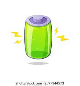Overcharged battery with electric spark vector isolated on white background.