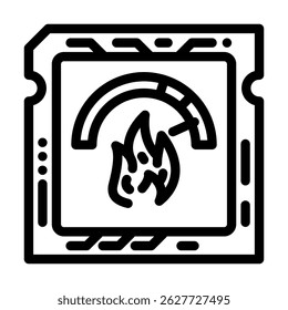 overclocked cpu chip gaming pc line icon vector. overclocked cpu chip gaming pc sign. isolated contour symbol black illustration