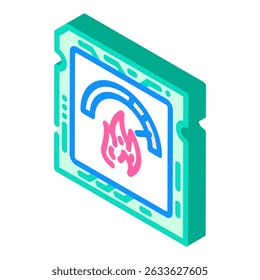 overclocked cpu chip gaming pc isometric icon vector. overclocked cpu chip gaming pc sign. isolated symbol illustration