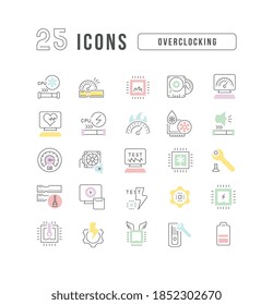 Overclocking. Collection of perfectly thin icons for web design, app, and the most modern projects. The kit of signs for category Technology.