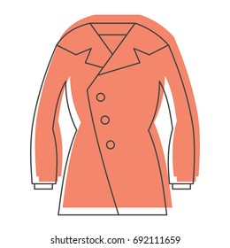Overcoat in doodle style icons vector illustration for design and web isolated on white background. Overcoat vector object for labels and logo