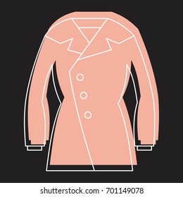 Overcoat in doodle style icons vector illustration for design and web isolated on black background. Overcoat vector object for labels and logo