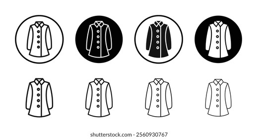 Overcoat icon Flat outline fill set collection