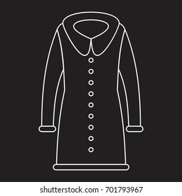 Overcoat in thin line style icon vector illustration for design and web isolated on black background. Overcoat vector object for label and logo