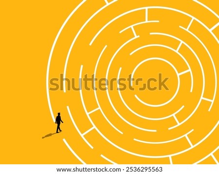 Overcome difficult challenges. Businessman solves a maze 