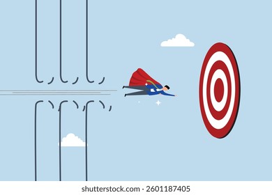 Overcome difficulty, entrepreneur hero soar over hindrances to attain goal. 