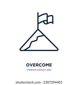 overcome icon from startup stategy and success collection. Thin linear overcome, business, problem outline icon isolated on white background. Line vector overcome sign, symbol for web and mobile