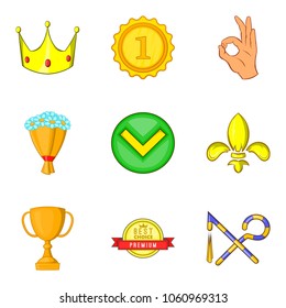 Overcome icons set. Cartoon set of 9 overcome vector icons for web isolated on white background