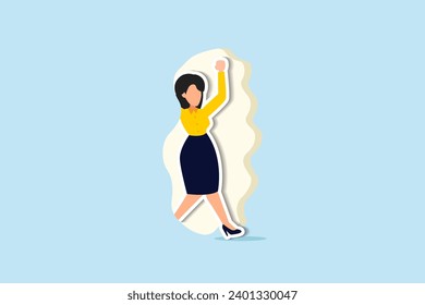 Overcome obstacle or breakthrough wall, courage or determination, woman or gender barrier, female leadership to solve problem, career or comfort zone, courage businesswoman jump breakthrough wall.