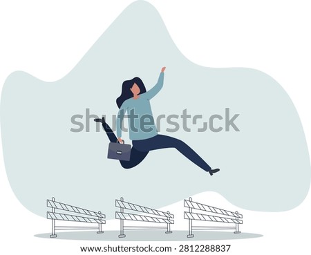 Overcome obstacle or challenge, success journey or aspirations, determination, progress or effort to overcome difficulty concept.life situation and activities.