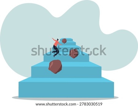 Overcome obstacle, effort or adversity for business growth, difficulty, challenge to win competition, skill or leadership. human life and situation.vector illustration.