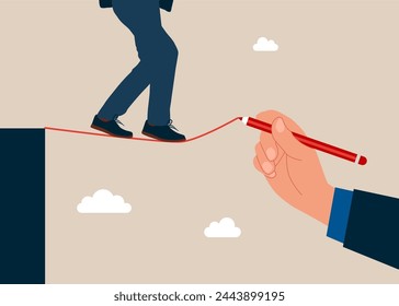 Overcome problem in crisis. Choosing meaningful life Flat vector illustration