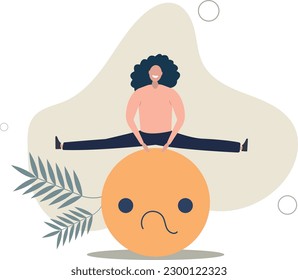 Superar el estrés y la ansiedad, el problema emocional, la incertidumbre o la preocupación por el trabajo, la depresión o las enfermedades mentales, el concepto triste y estresante.ilustración vectorial plana.