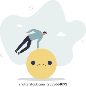 Overcome stress and anxiety, emotional problem, uncertainty or worried about work, depression or mental illness, sad and stressful concept,flat characters.