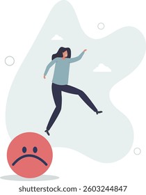 Overcome stress and anxiety, emotional problem, uncertainty or worried about work, depression or mental illness, sad and stressful concept.flat character life .