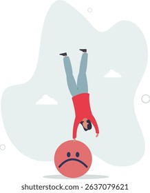 Overcome stress and anxiety, emotional problem, uncertainty or worried about work, depression or mental illness, sad and stressful concept. character life .