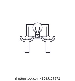 overcome yourself vector line icon, sign, illustration on background, editable strokes